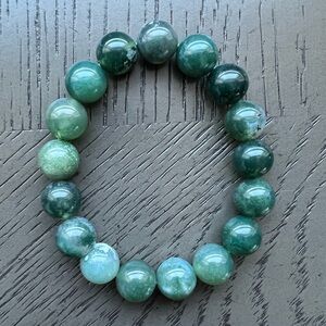 Moss agate bracelet 12mm SIZE 6.75’